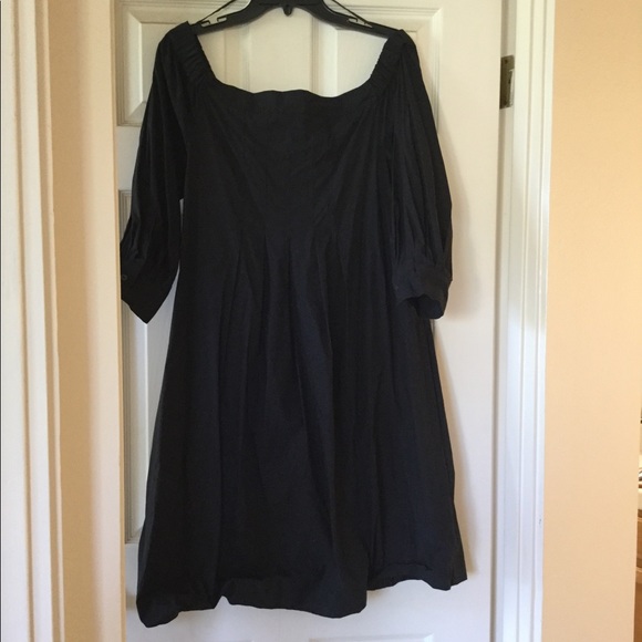 Prada off the shoulders pleat cotton black dress - Picture 5 of 8